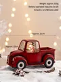 Vintage red truck Christmas snow globe with snowman and LED lights 21x13cm - Pickup Truck Type D