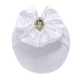Fascia per neonati in nylon bianco con grande fiocco in raso e strass scintillante - Bianco