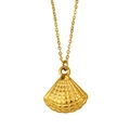 Detail of a minimalist gold-plated stainless steel necklace with a 3D shell pendant - CK1290-Gold Necklace