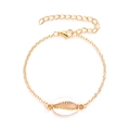 Bohemian gold shell bracelet with adjustable O-chain and natural cowrie pendant - Enamel Shell Bracelet (10777)