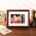 Classic reddish-brown solid wood photo frame with white mat and textured wood grain finish - Redwood
