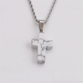 Witte turquoise kruis hanger met zilveren gedraaide ketting voor dames en heren - Witte Turkoois