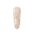 Close-up of beige floral embroidery on fabric teardrop hair clip with scalloped edges - Cream Yellow Floral (8)
