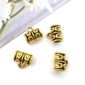 Four golden vintage alloy jewelry connectors with textured patterns for DIY bracelets - 14339-Gold Vintage Beaded