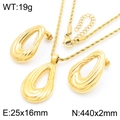 Conjunto de joyas de acero inoxidable chapado en oro 18k con aretes de gota - Dorado (KS221905-GC)
