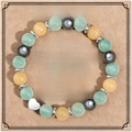 Friendship beaded bracelet with natural green stone and silver heart charm on card - Heart Bracelet + friendship Card