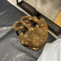 Elegante goldene Strass-Eimertasche mit Doppelgriffen für Abendpartys und Events - Gold