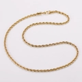 Elegantly twisted 2mm golden stainless steel rope chain with a secure lobster clasp - Gold 4MM 45CM