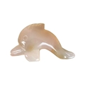 Pink jade dolphin carving sculpture with polished finish in natural crystal stone - Grey Agate