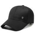Classic black baseball cap with silver metal R shield badge for middle-aged men - Adjustable / Black
