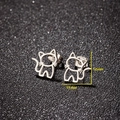 Cute cutout cat stud earrings in polished stainless steel, dimensions 11mm by 12mm - Cat Shape (690) / Steel