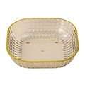 Transparent square plastic serving tray with golden rim and elegant diamond texture - Diamond Plate (Amber Yellow)