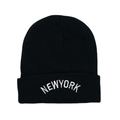 Klassische schwarze Strickmütze mit weißem NEWYORK Stickerei für Winter und Outdoor-Stil - Bestickt NEWYORK / M118 Schwarz