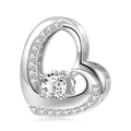 Eleganter S925 Sterlingsilber Herz-Charm mit funkelndem Zirkon für DIY-Armbänder und Schmuck - 925er Silber / Silber