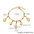 Detail of 18k gold plated stainless steel heart bracelet with sparkling zircon stones - Heart Style (E668) / Gold
