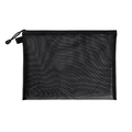 Portable black mesh storage bag with zipper for stationery and makeup organization - A5 (23.5X17cm) / Black