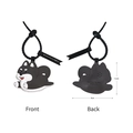 Simpatico ciondolo per borsa Shiba Inu in pelle bianca e nera con cinturino regolabile - Husky