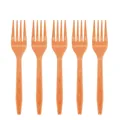 Set of 10 orange disposable plastic forks with diamond pattern non-slip handles - Orange Red Forks 10PCS
