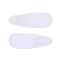 Pair of white fabric teardrop BB hair clips with scalloped edges and textured polka dots - Scalloped Teardrop Clip (Set of 2) / White-Polka Dot