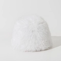 Macro shot of fluffy white faux fur texture and long fibers on the warm winter bucket hat - M(56-58cm) / White