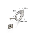 Polished silver stainless steel oval stud earring base with 19mm length and hole - Oval / 10 Pieces Pack / Steel
