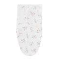 Newborn swaddle wrap with white rabbit and star pattern including matching baby hat - Pink Angel Girl Bear Pattern Swaddle