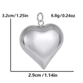 Polished silver heart pendant in stainless steel with 3.2cm height and 2.9cm width - Silver Steel - Heart