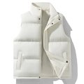Men's white quilted puffer vest with standing collar and zipper closure for autumn winter - M / Khaki