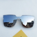 Transparent oversized sunglasses featuring silver mirror lenses and gold rivet accents - Silver Mirrored