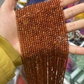 Strand of faceted sunstone beads in bright golden brown for jewelry making - Orange Garnet 3mm