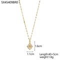Detailed view of gold necklace with white teardrop pendant showing size 1.6x1.1cm - Oval Mother of Pearl Water Drop Pendant (SX45409BR0)
