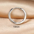 Detailed view of 14mm silver hoop earring on satin fabric showing the hinge mechanism - 1PC / 14mm / Silver