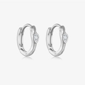 Eleganti orecchini a cerchio in argento S925 con pietre di zircone a forma di cuore - Argento 925 / Platino