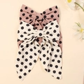 Set of 2 pink and beige polka dot fabric bow hair clips for girls hair styling - Combination 6 (Pink/Beige Polka Dot Set)