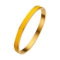 Luxurious gold-plated stainless steel oval bangle with vibrant yellow enamel finish - 6MM Gold + Yellow