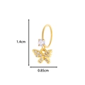 Golden butterfly-shaped piercing jewelry with clear zircon stones, 1.4cm high and 0.85cm wide - 17# Golden