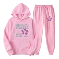 Survêtement rose en polaire avec imprimé Siesta Key Florida et sweat-shirt à capuche - S (L) / Haut Et Bas / Rose (40)