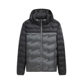 Herren Kapuzenjacke im schwarz-grauen Colorblock mit einzigartigem Wellensteppmuster - L / Schwarz/Grau