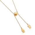 Collar en Y de acero inoxidable dorado con pasador de corazón y colgantes de niños - Color Dorado (KN198922-Z)
