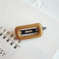 Simple brown rectangular resin hair clip for side bangs and minimalist hair styling - Square Yellow