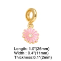 18k gold plated daisy flower heart bracelet with pink enamel and size dimensions - Pink Enamel / Pink Daisy Charm