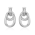 Pendientes de doble aro entrelazado en acero inoxidable plateado pulido para mujer en estudio - Color Acero