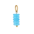 Macro detail of vertical sky blue stone beads with gold stainless steel loop and base - ZP44827B5 / Sky Blue