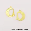 Ciondoli dorati a forma di luna e Torre Eiffel in lega per gioielli DIY, 22x16 mm - XK2083#