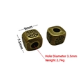 Antique bronze cube spacer bead with 9x7.5mm dimensions and geometric relief pattern - Style 14#
