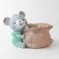 Maceta de ratón de resina con jersey verde, 16x9,5x11cm para plantas suculentas - Conejo Verde Claro con Bolsa