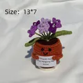 Handmade crochet purple flower pot with smiley face and thank you message gift - Positive Potted-Deep Pot Pearl Forget-me-not Purple