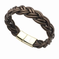 Bracciale intrecciato marrone scuro con chiusura magnetica in metallo dorato - Bracciale intrecciato magnetico marrone scuro (30123)