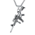Retro stainless steel necklace with silver vintage rifle gun shape pendant for men - Rifle Shape