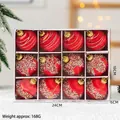 Set of 12 red Christmas balls with silk texture and glitter in a clear storage box - 12 Pcs/Set / Red